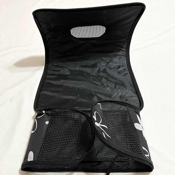 Collapsible Pet Carrier for Small Cats/Dogs - Black/White Floral Print w/Handle - Picture 13 of 16